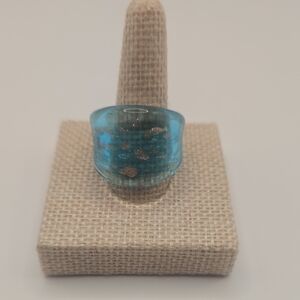 Blue and Gold Glass Ring